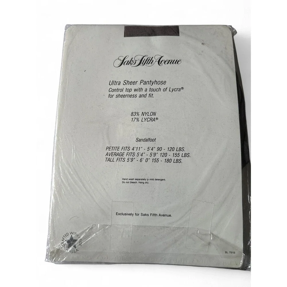 Vintage Saks Fifth Avenue Ultra Sheer Pantyhose Tall Gunmetal Quiet Luxury NWT